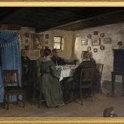 Die Freunde und Familie des Künstlers sitzen um einen Tisch – 1842