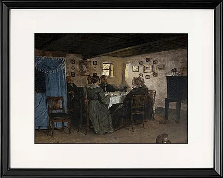 Die Freunde und Familie des Künstlers sitzen um einen Tisch – 1842