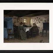 Die Freunde und Familie des Künstlers sitzen um einen Tisch – 1842