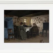 Die Freunde und Familie des Künstlers sitzen um einen Tisch – 1842