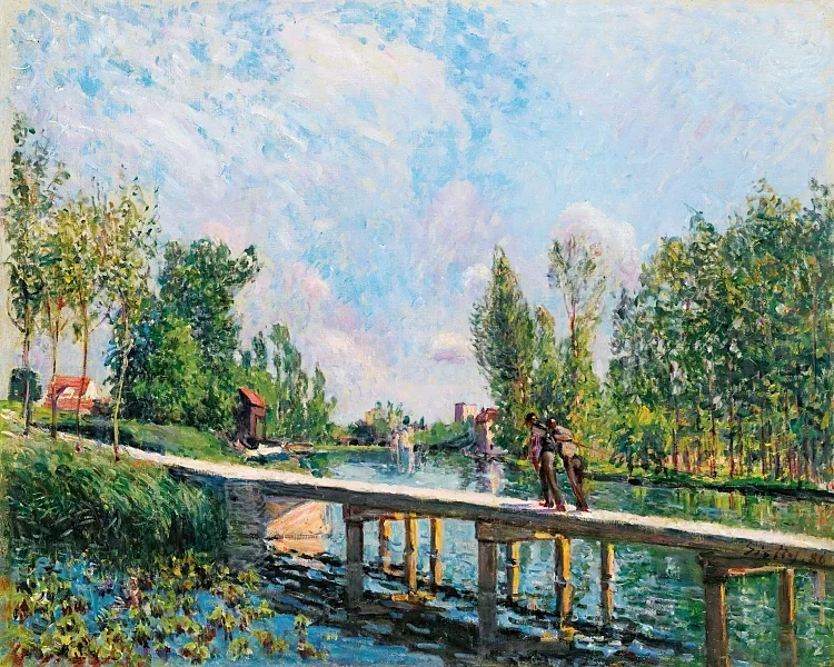 Die Fußgängerbrücke, Leinpfad des Loing-Kanals – 1886