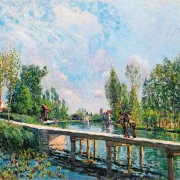 Die Fußgängerbrücke, Leinpfad des Loing-Kanals – 1886