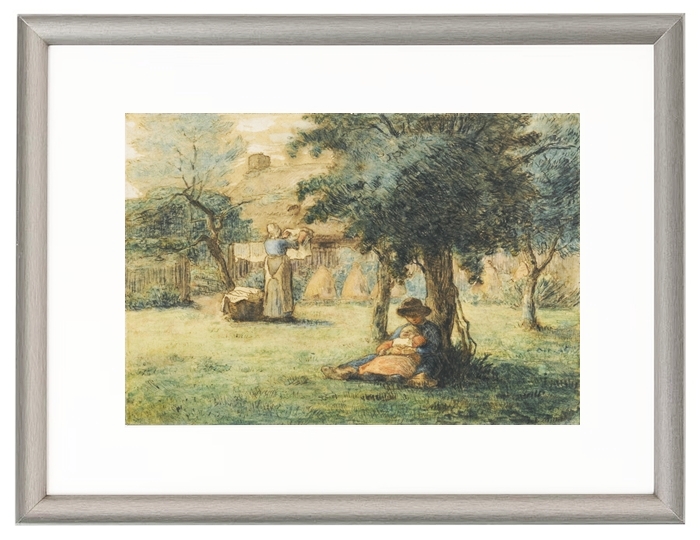 Frau hängt ihre Wäsche auf - 1853