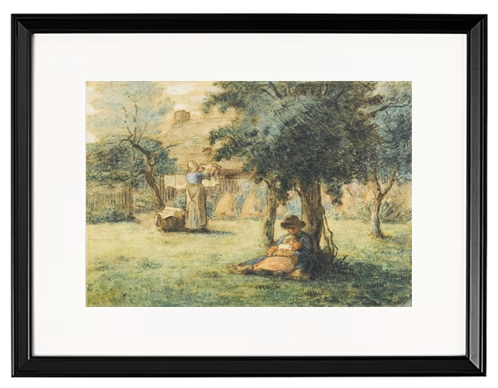 Frau hängt ihre Wäsche auf - 1853