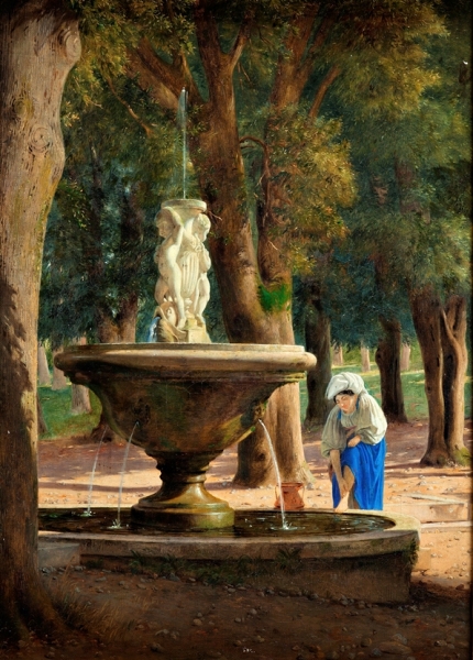 Szene aus dem Garten der Villa Borghese in Rom – 1839