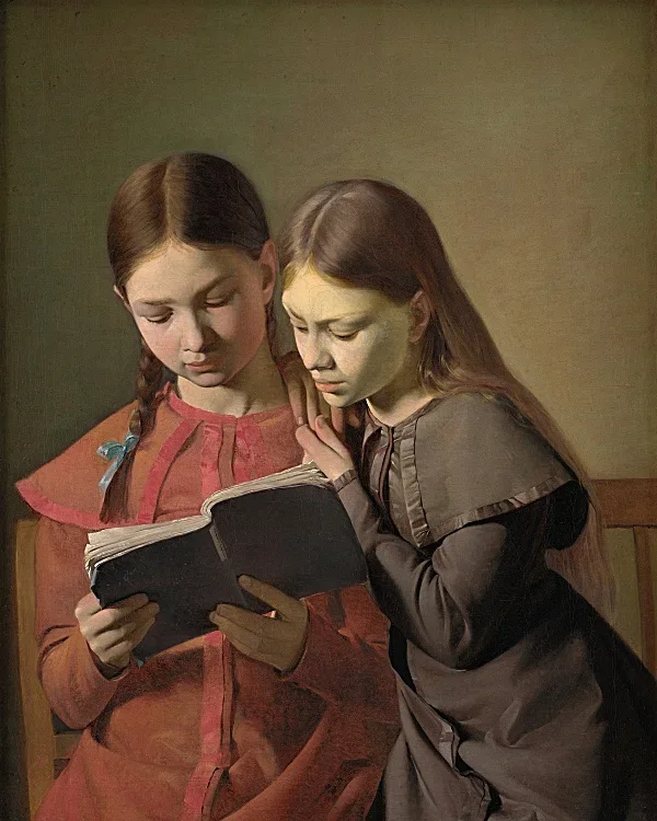 Die Schwestern des Künstlers, Signe und Henriette, lesen ein Buch – 1826