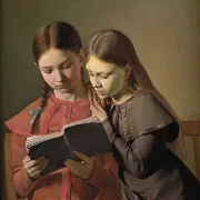 Die Schwestern des Künstlers, Signe und Henriette, lesen ein Buch – 1826