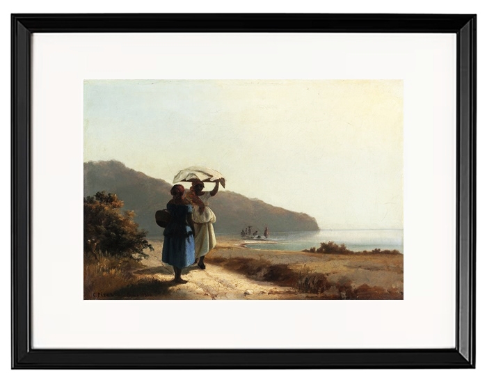 Zwei Frauen unterhalten sich am Meer, St. Thomas - 1856