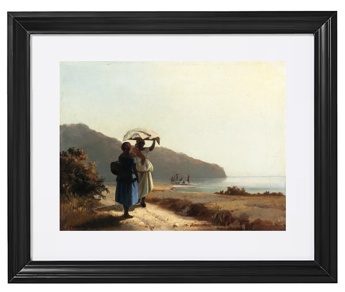 Zwei Frauen unterhalten sich am Meer, St. Thomas - 1856