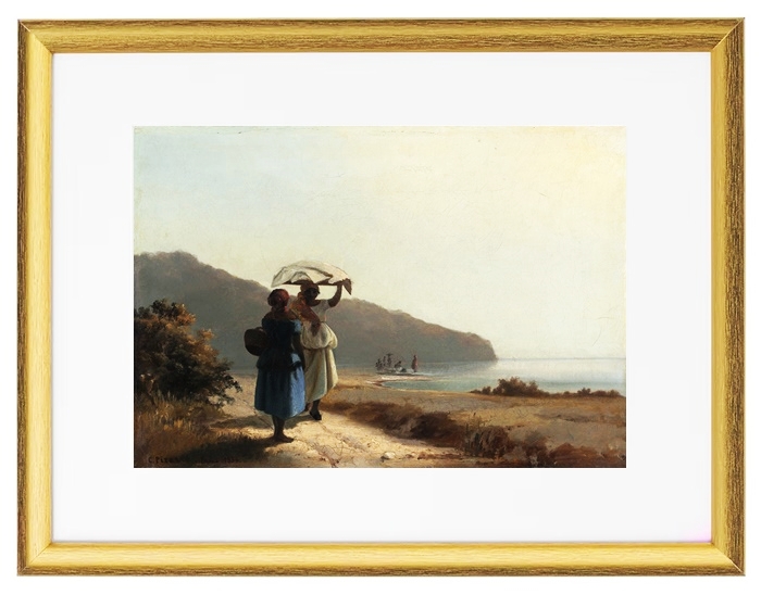 Zwei Frauen unterhalten sich am Meer, St. Thomas - 1856