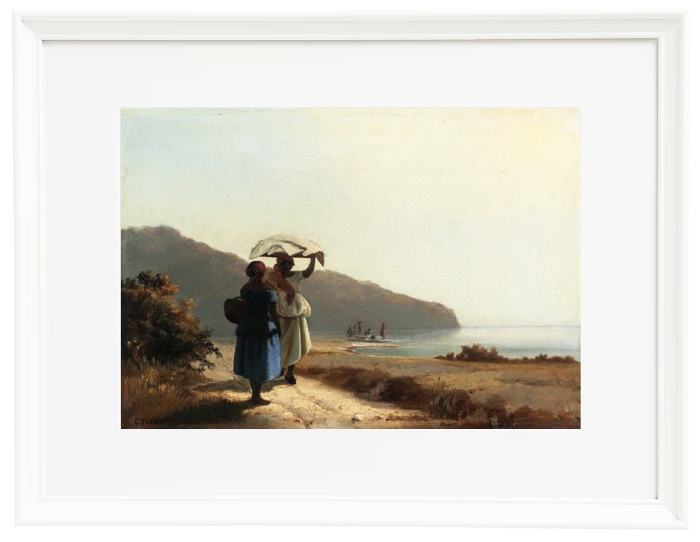 Zwei Frauen unterhalten sich am Meer, St. Thomas - 1856