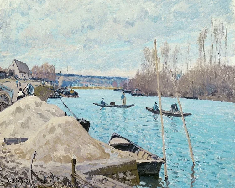 Die Seine bei Port-Marly, Sandhaufen – 1875
