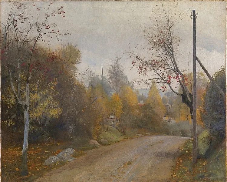 Die Straße bei Mogenstrup Zeeland, Herbst - 1888