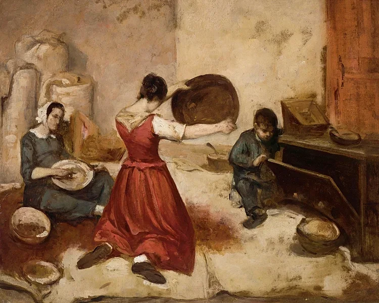 Die Weizensiebe, Skizze – 1855