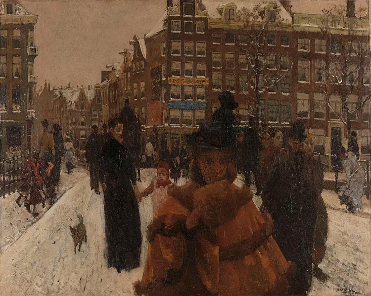 Die einzige Brücke an der Paleisstraat in Amsterdam - 1896