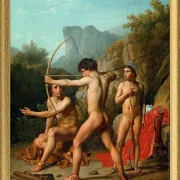 Drei spartanische Jungen üben Bogenschießen – 1812