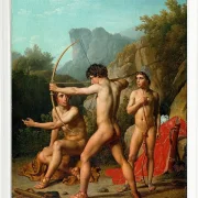 Drei spartanische Jungen üben Bogenschießen – 1812