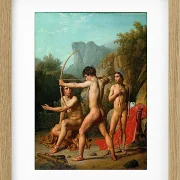 Drei spartanische Jungen üben Bogenschießen – 1812