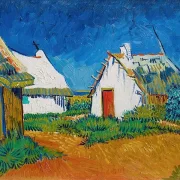 Tre hvide hytter i Saintes-Maries - 1888