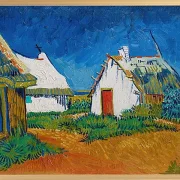 Tre hvide hytter i Saintes-Maries - 1888