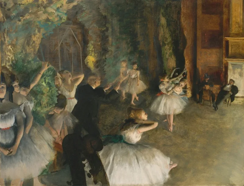 Edgar Degas - Die Probe des Balletts auf der Bühne 1874 | Giclée Kunstdruck gerahmt