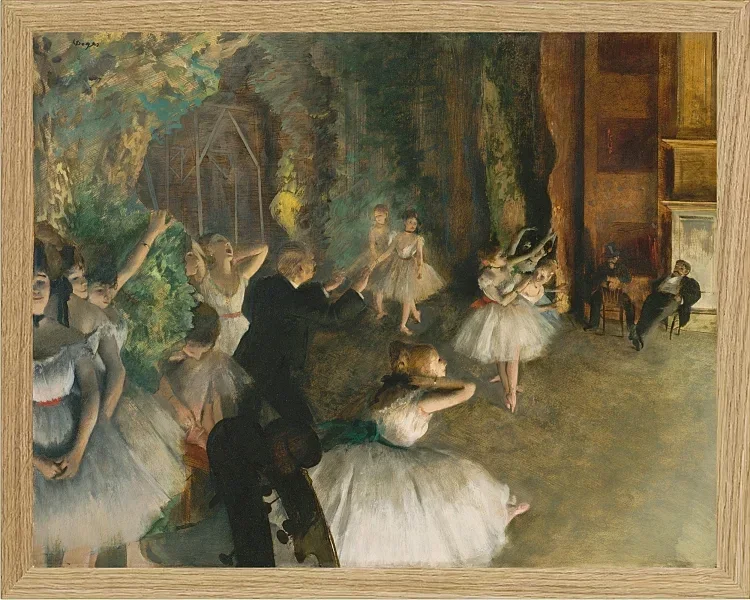 Edgar Degas - Die Probe des Balletts auf der Bühne 1874 | Giclée Kunstdruck gerahmt