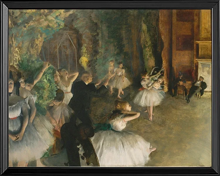 Edgar Degas - Die Probe des Balletts auf der Bühne 1874 | Giclée Kunstdruck gerahmt