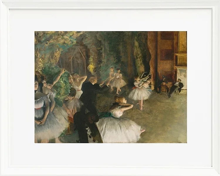 Edgar Degas - Die Probe des Balletts auf der Bühne 1874 | Giclée Kunstdruck gerahmt