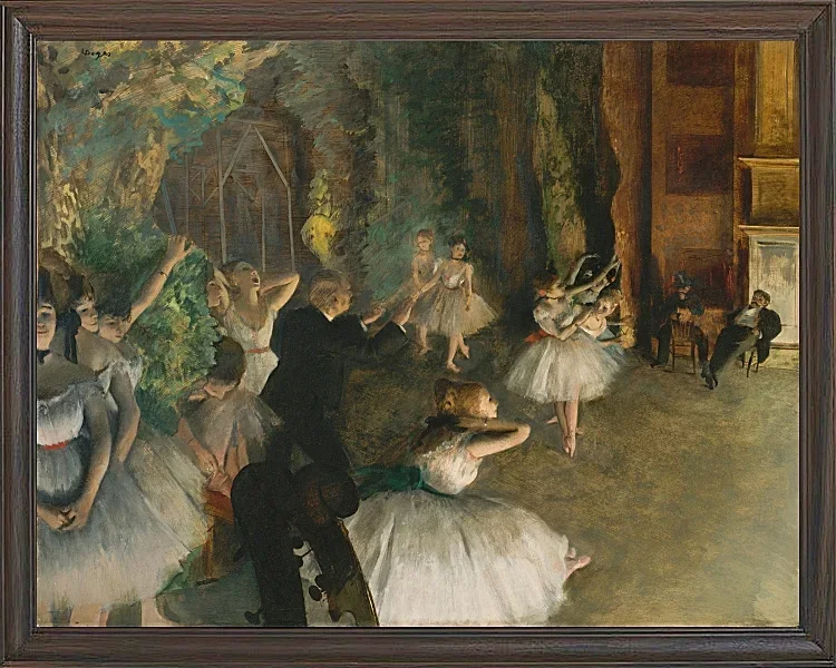 Edgar Degas - Die Probe des Balletts auf der Bühne 1874 | Giclée Kunstdruck gerahmt