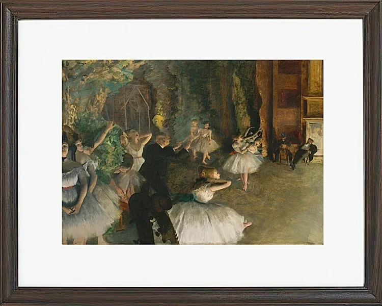 Edgar Degas - Die Probe des Balletts auf der Bühne 1874 | Giclée Kunstdruck gerahmt