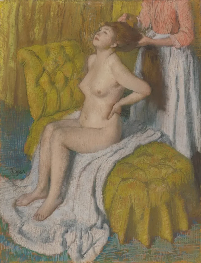 Edgar Degas - Eine Frau lässt sich die Haare kämmen 1886 | Giclée Kunstdruck gerahmt