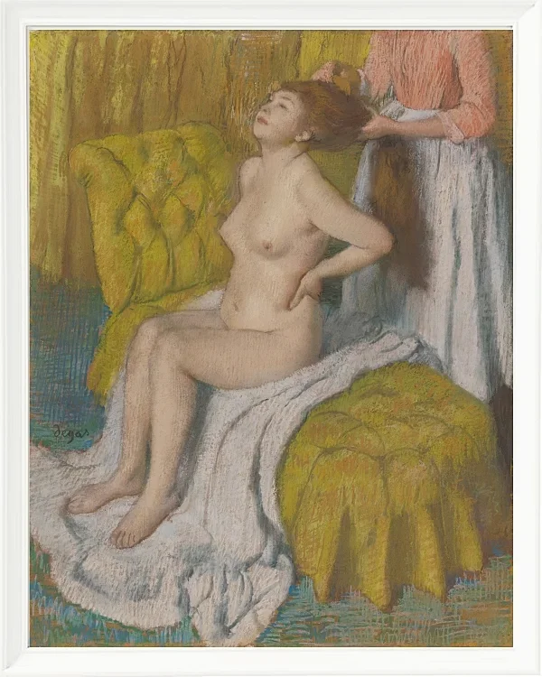 Edgar Degas - Eine Frau lässt sich die Haare kämmen 1886 | Giclée Kunstdruck gerahmt