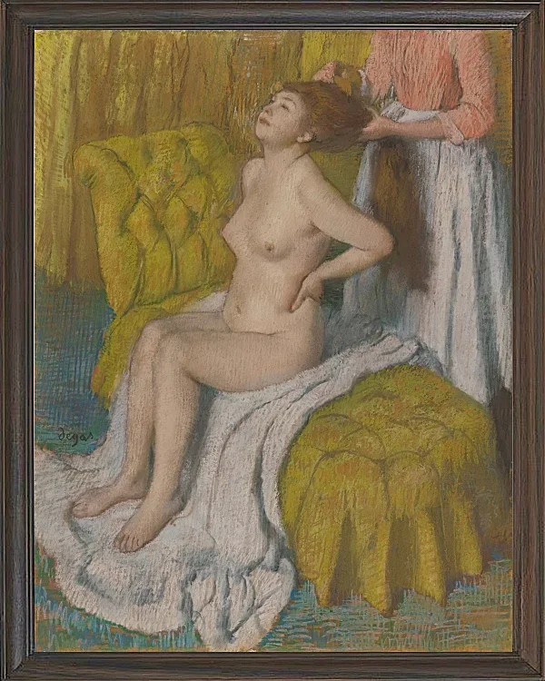 Edgar Degas - Eine Frau lässt sich die Haare kämmen 1886 | Giclée Kunstdruck gerahmt