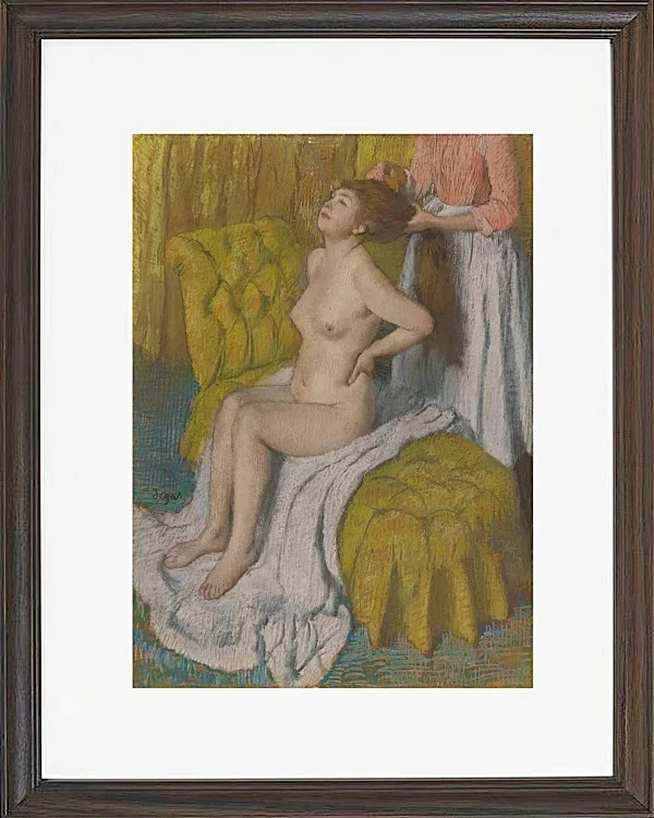 Edgar Degas - Eine Frau lässt sich die Haare kämmen 1886 | Giclée Kunstdruck gerahmt