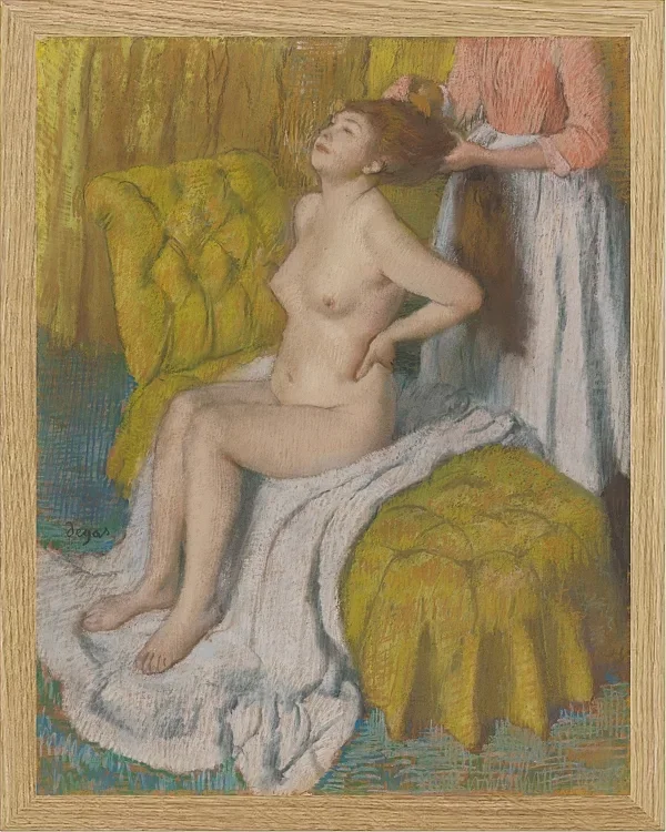Edgar Degas - Eine Frau lässt sich die Haare kämmen 1886 | Giclée Kunstdruck gerahmt