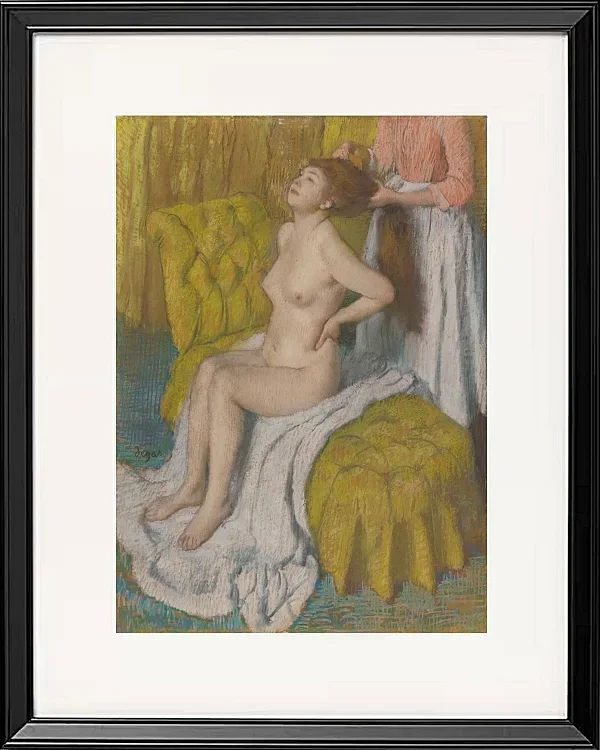 Edgar Degas - Eine Frau lässt sich die Haare kämmen 1886 | Giclée Kunstdruck gerahmt