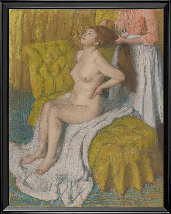 Edgar Degas - Eine Frau lässt sich die Haare kämmen 1886 | Giclée Kunstdruck gerahmt