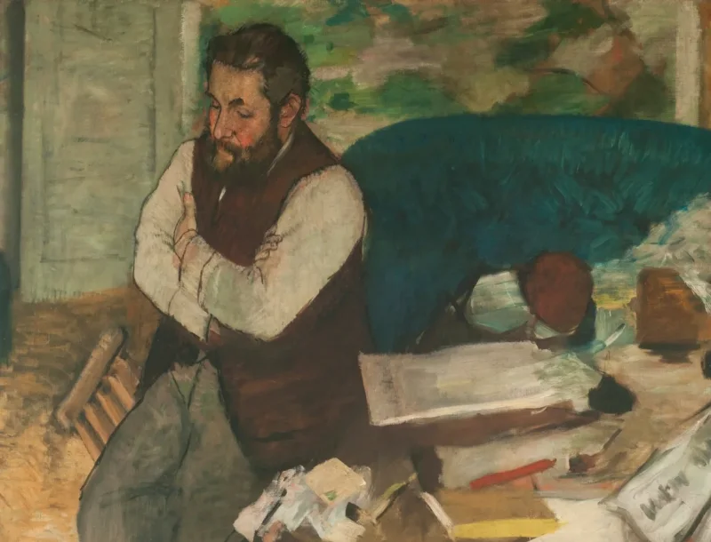 Edgar Degas - Porträt von Diego Martelli 1879 | Giclée Kunstdruck gerahmt