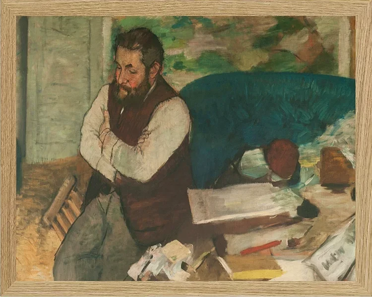 Edgar Degas - Porträt von Diego Martelli 1879 | Giclée Kunstdruck gerahmt