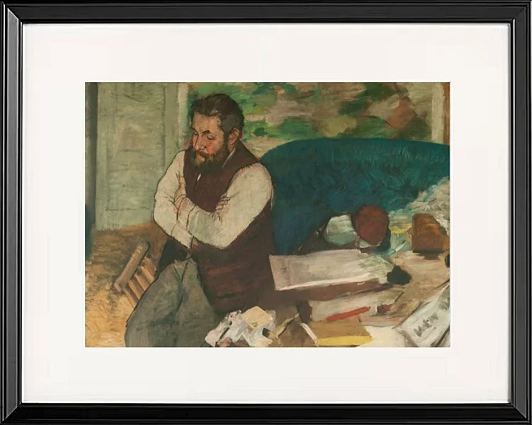 Edgar Degas - Porträt von Diego Martelli 1879 | Giclée Kunstdruck gerahmt