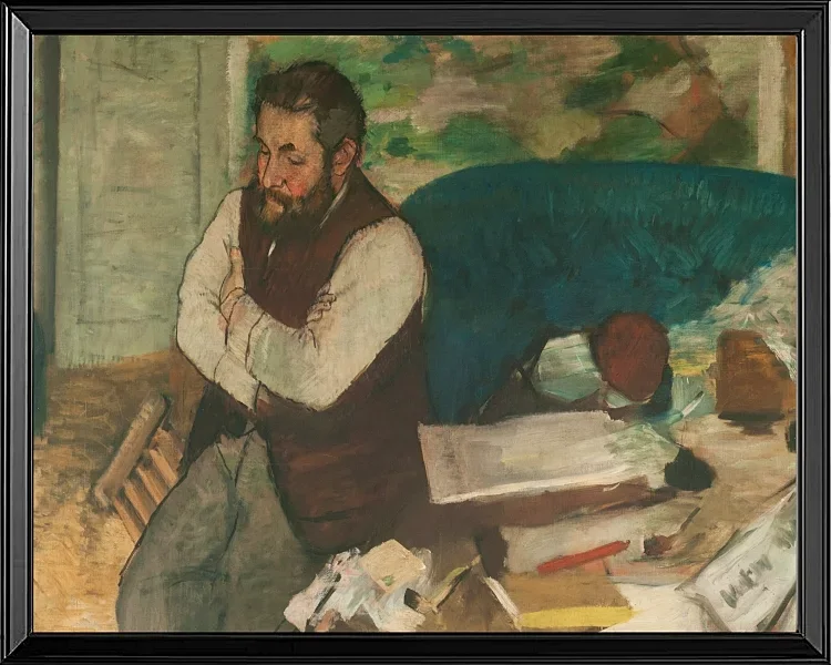 Edgar Degas - Porträt von Diego Martelli 1879 | Giclée Kunstdruck gerahmt