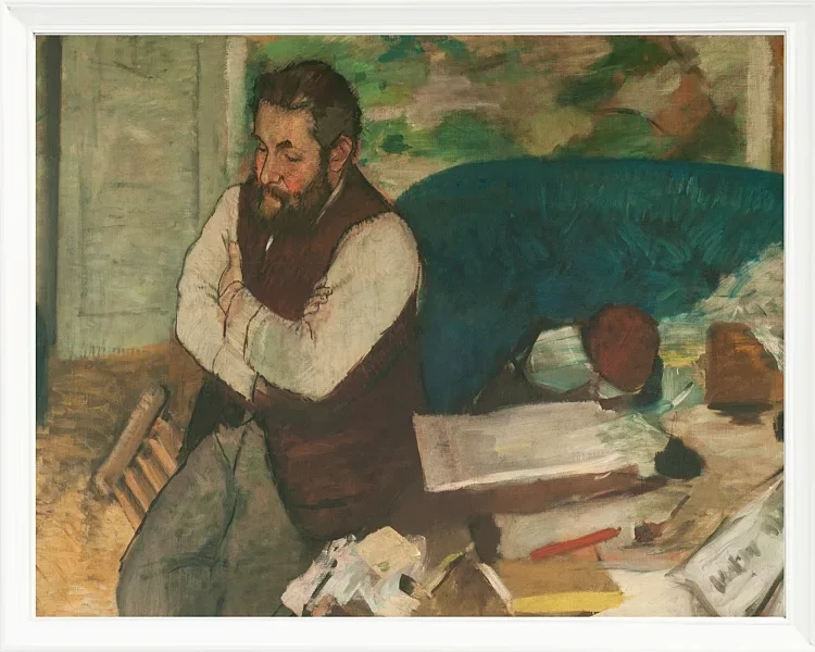 Edgar Degas - Porträt von Diego Martelli 1879 | Giclée Kunstdruck gerahmt