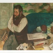 Edgar Degas - Porträt von Diego Martelli 1879 | Giclée Kunstdruck gerahmt