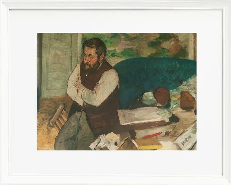 Edgar Degas - Porträt von Diego Martelli 1879 | Giclée Kunstdruck gerahmt