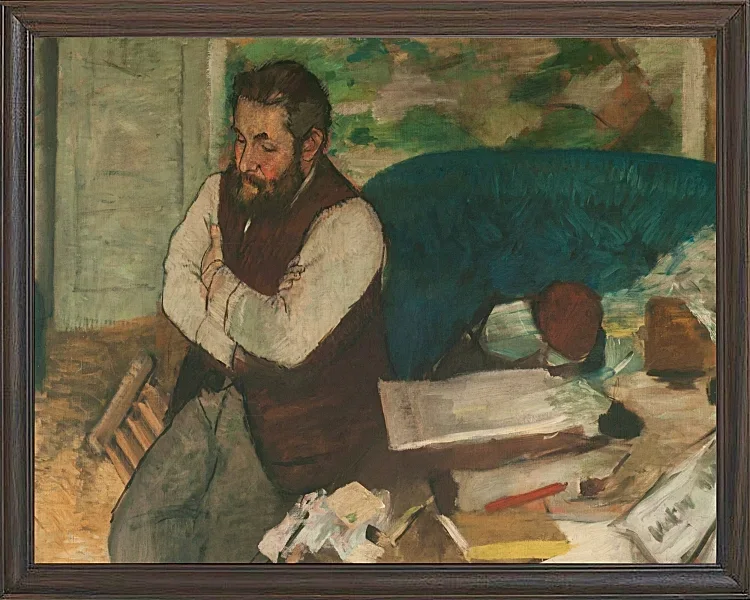 Edgar Degas - Porträt von Diego Martelli 1879 | Giclée Kunstdruck gerahmt