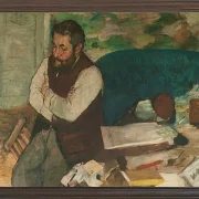 Edgar Degas - Porträt von Diego Martelli 1879 | Giclée Kunstdruck gerahmt