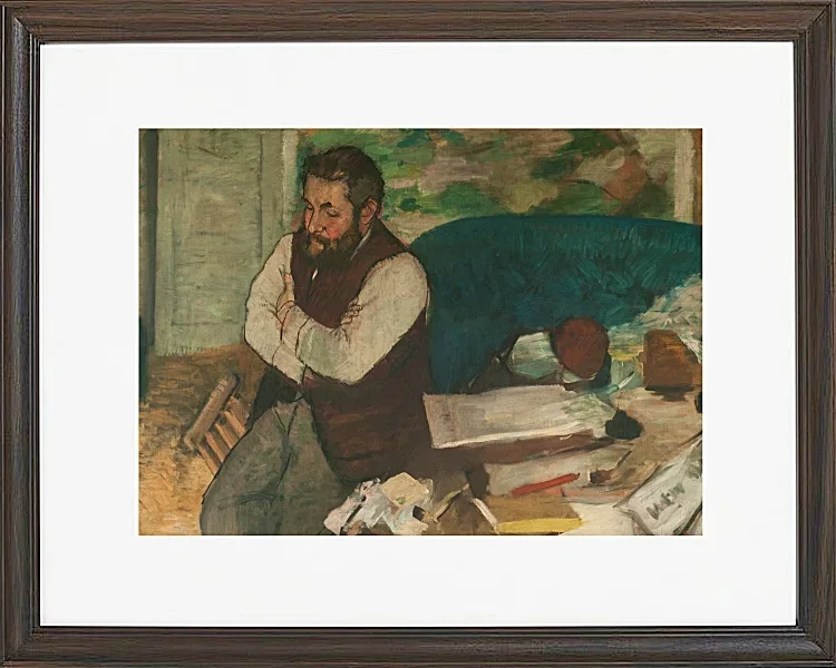 Edgar Degas - Porträt von Diego Martelli 1879 | Giclée Kunstdruck gerahmt