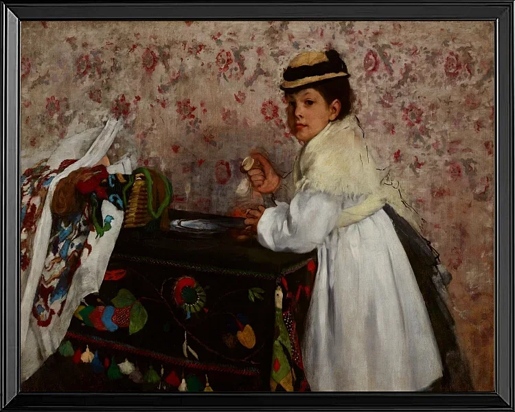 Edgar Degas - Porträt von Hortense Valpinçon 1871 | Giclée Kunstdruck gerahmt