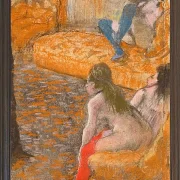 Edgar Degas - Warten auf einen Kunden 1879 | Giclée Kunstdruck gerahmt
