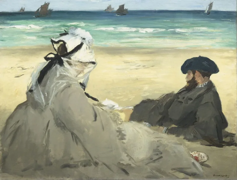 Edouard Manet - Am Strand 1873 | Giclée Kunstdruck gerahmt